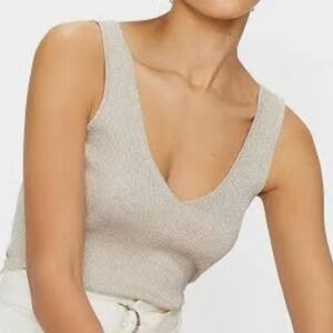 Ted Baker Metallic Skinny Ribbed Niyalia Tank - sz 3/M